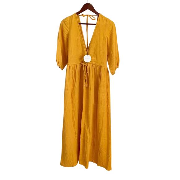 Bird & Knoll Alijandra Maxi Dress XS Yellow NWT - Picture 7 of 15